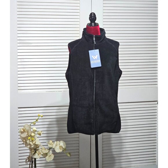 NWT  White Sierra Women's Black Fleece Cozy Zip-Up Lightweight  Vest Sz XL 2882 - Picture 1 of 13